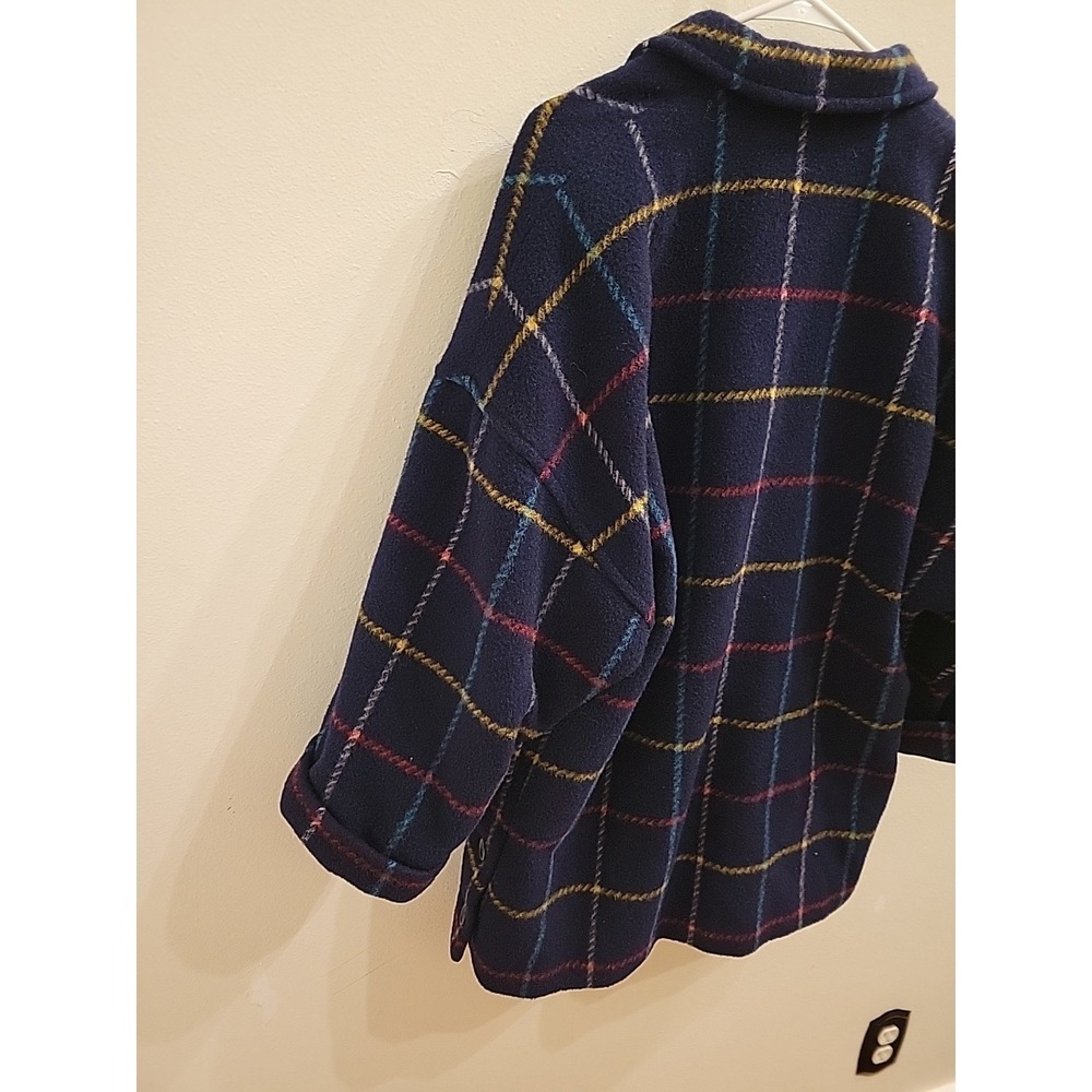 Marella Made in Italy US Size 10 Vintage Wool Lazy Plaid Jacket Oversized Casual - Picture 6 of 9